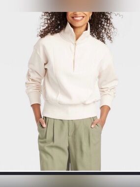a new day Cream Half-Zip Turtleneck Pullover Sweater